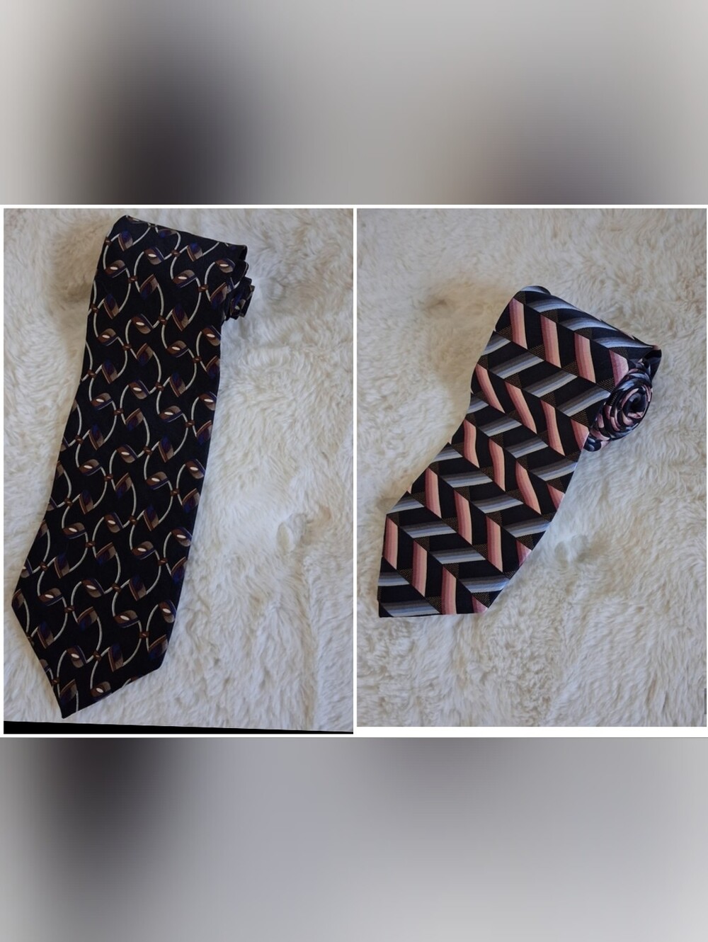 TWO 100% SILK TIES: KILBURNE & FINCH (pink Blue 60" length) and MILANO
